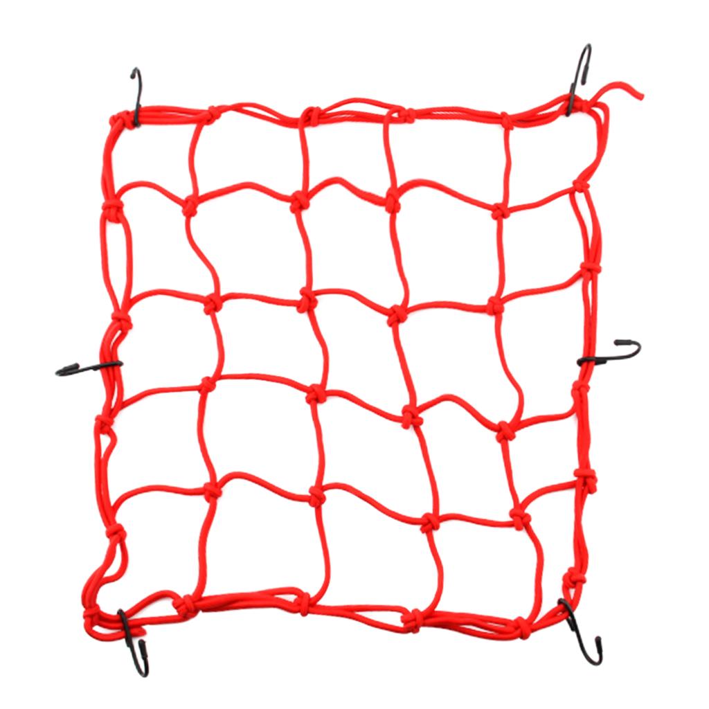 Motorcycle Bike Cargo Elastic Net Luggage 6 Hooks Mesh Holder Red 40*40cm