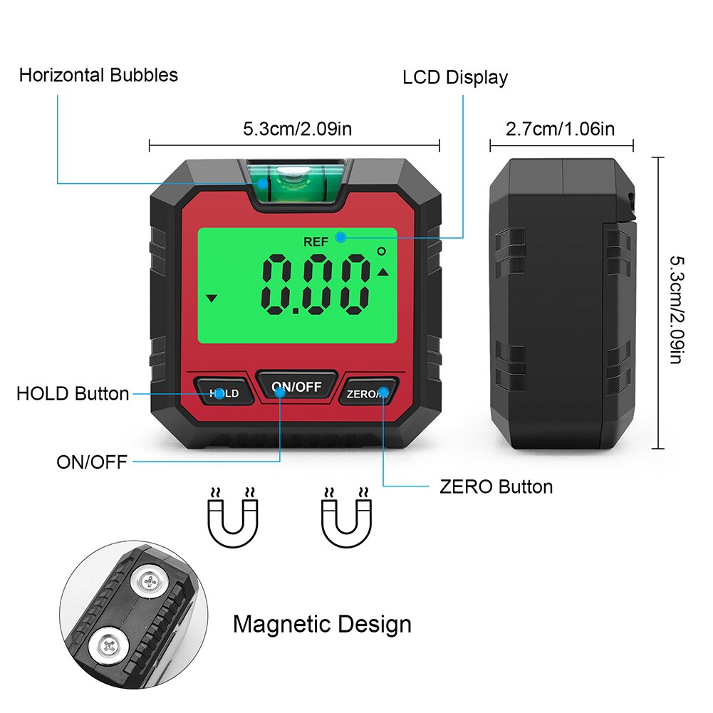 Mini Magnet Digitale Inclinometro Ebene Kasten Messgerät Winkel Meter Finder Winkelmesser Basis Kleine Elektronische Winkelmesser Sauerei Werkzeug: F