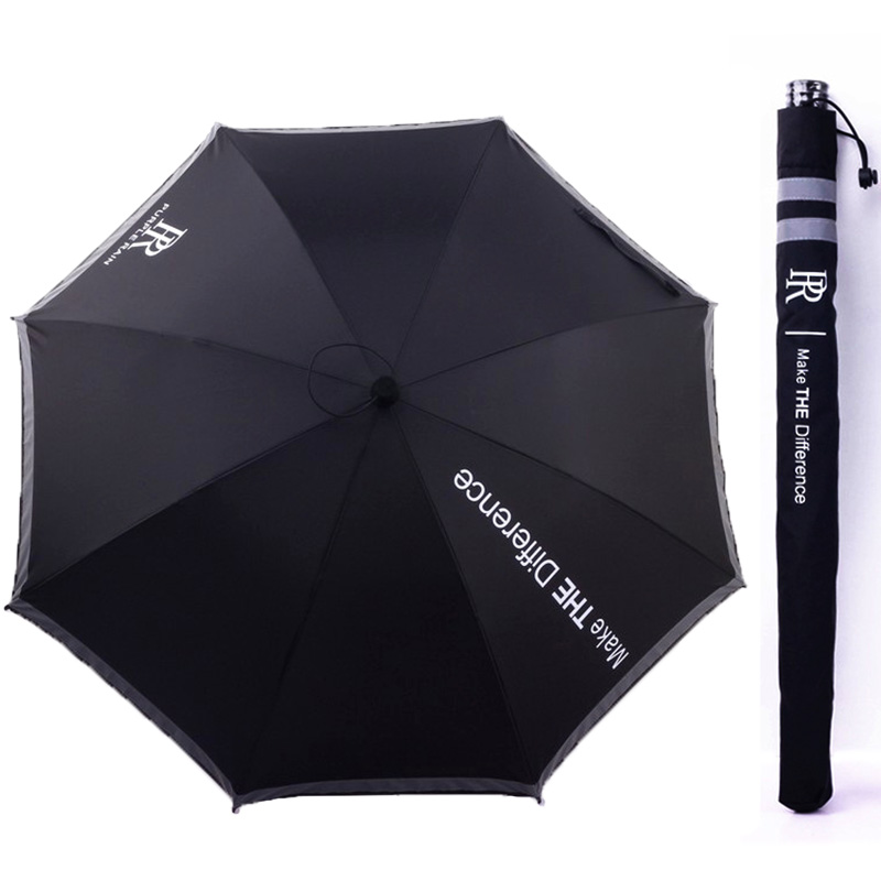 LIKE RAIN Kids Safety Reflective Umbrella Ultra-light Fiber Long Handle Umbrella Rain Men Business Windproof Umbrellas UBY35: Black