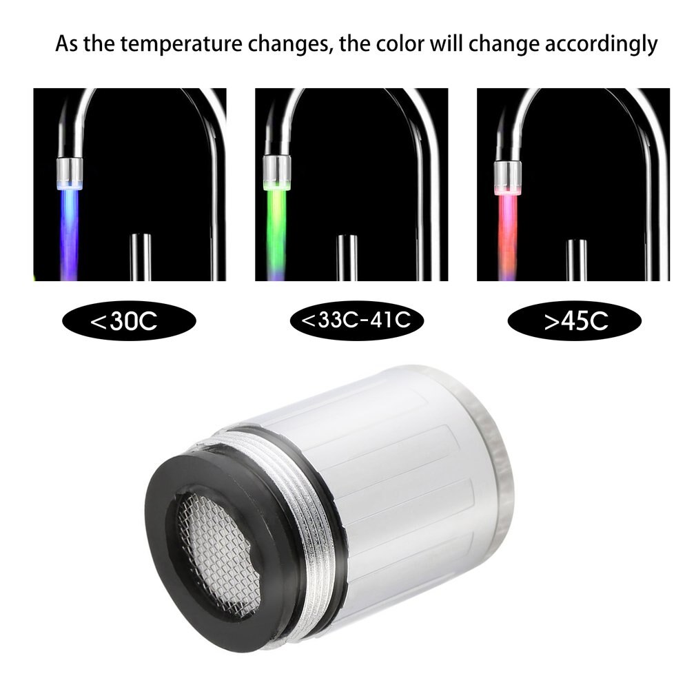LED Temperature Sensitive 3-Color Light-up Faucet Kitchen Bathroom Glow Water Saving Faucet Aerator Tap Nozzle Shower LED Faucet: 3 Color