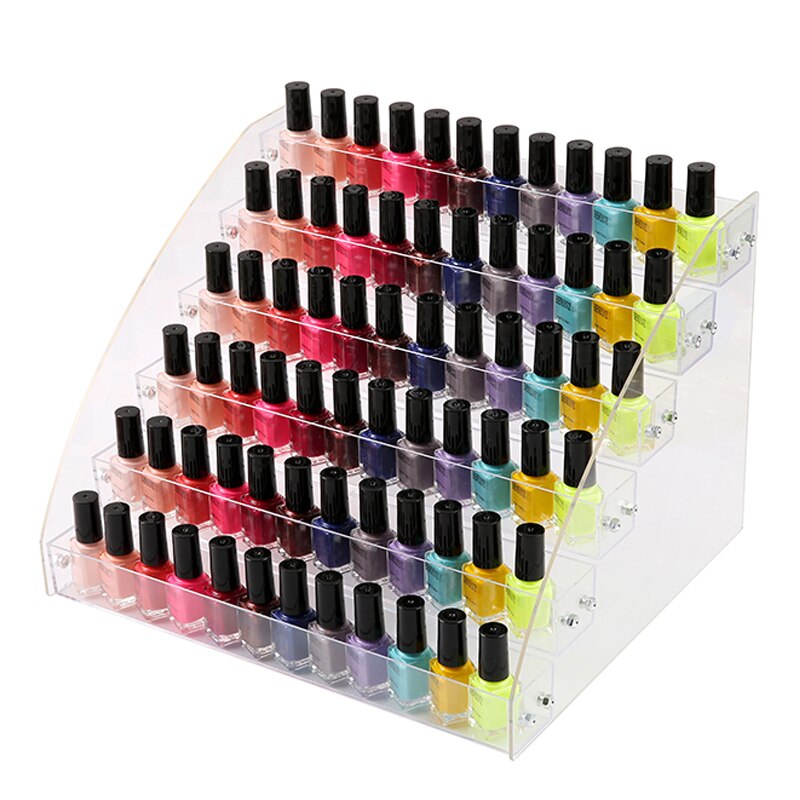 Acrylic Nail Polish Display Organizer 2-3-4-5-6-7 Layer Manicure Cosmetics Jewelry Display Stand Holder Clear Acrylic Makeup Box: 6 layer