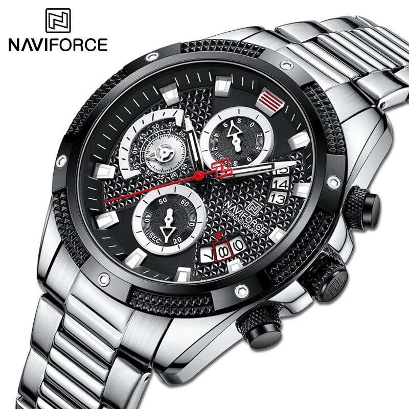 Naviforce Mode Horloges Heren Roestvrij Staal Pols Horloges Waterdicht Lichtgevende Sport Mannelijke Klok Relogio Masculino