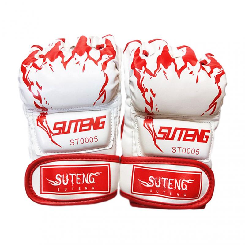 Guantes de boxeo de puntuación con cinco dedos, Garra de Tigre MMA integrado de lucha sin arena guantes adultos niños equipo: Red 1Pair