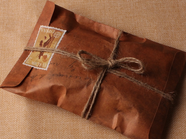 100 unids/lote de sobres de papel de estilo antiguo, embalaje de papel Kraft marrón para tarjeta de invitación de postal Retro, carta pequeña de , 16x11cm