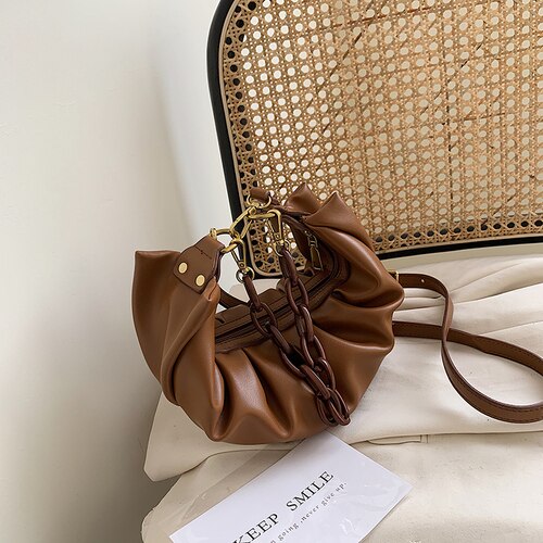 Moda bolsa de ombro chique saco das axilas para feminino pacote quadrado acrílico corrente pacote festa embreagem carteira bolsas bolsos mujer: Marrom