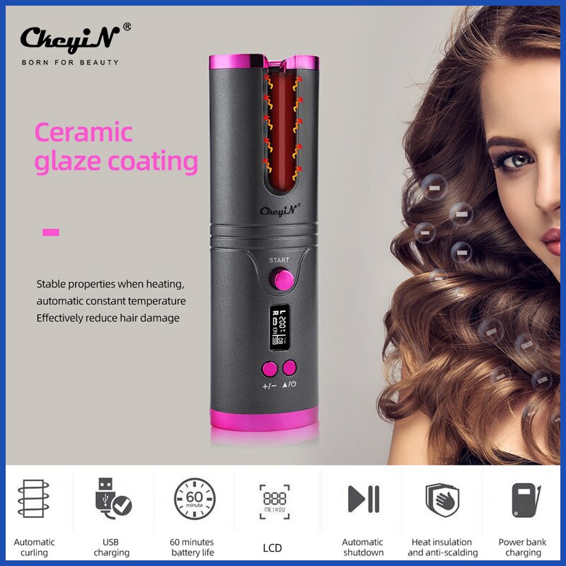 Automatic Hair Curler USB Rotating Hair Curling Iron Ceramic Magic Air Curler Waver Wand Cordless Curling Tong Salon Hair Styler