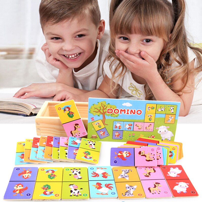 Kinderen Houten Speelgoed Hoogwaardige Beukenhout Domino Solitaire Vroeg Leren Cognitieve Educatief Speelgoed Board Game