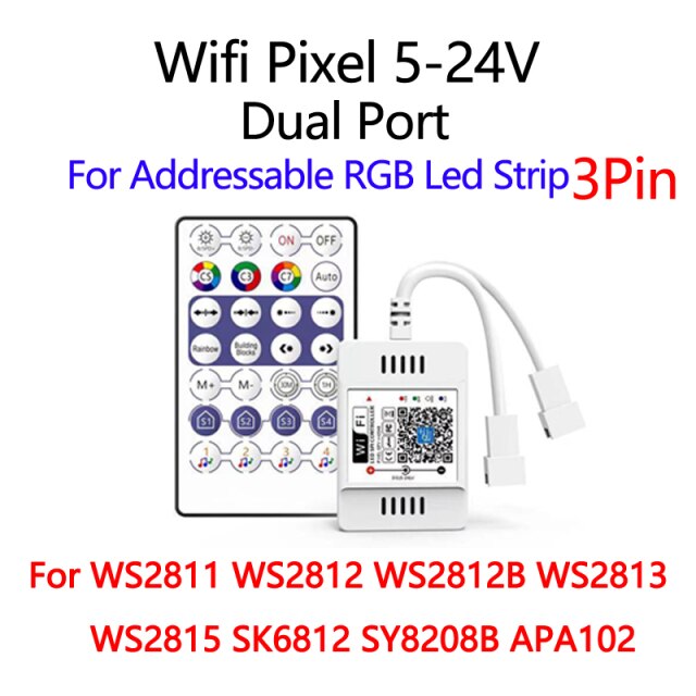 DC5V 12V 24V RGB Tape 5050 Led Wifi Controller Bluetooth WiFi LED Controller led strip IR Remote Control Alexa Google Magic Home: Wifi Pixel 5-24V