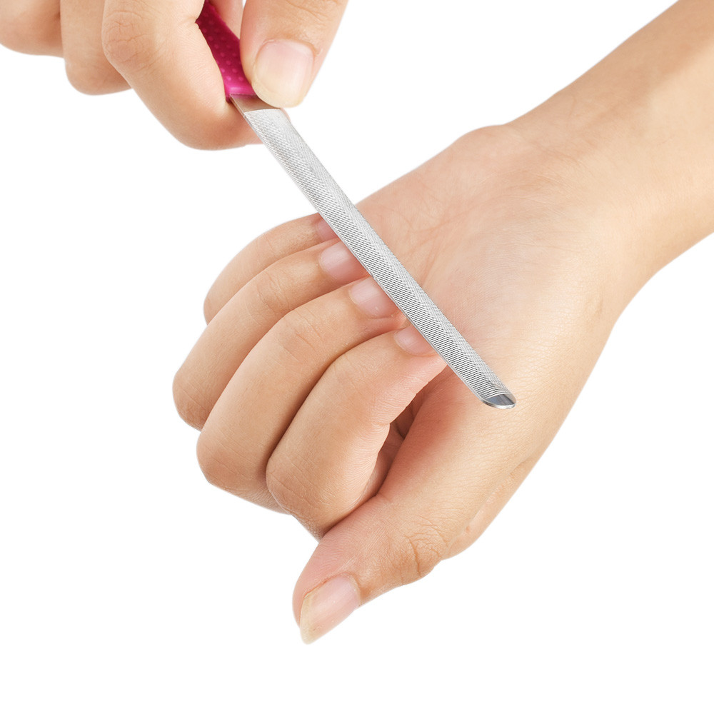 1pc Lime A Ongle Nail Filer lixa De Unha Double-sided Concave Convex Nail File Pilnik With Silicone Non-slip Handle Manicure