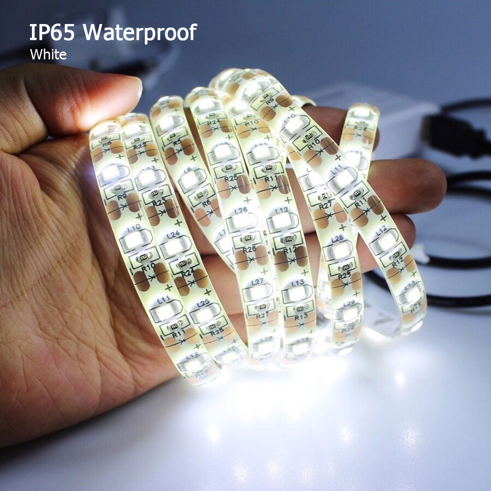 Tira de luces LED RGB 2835, 5V, alimentación USB, cinta LED Flexible RGB/blanca, 60LED, 0,5 m, 1m, 2m, 5m, cinta de diodo de retroiluminación para pantalla de escritorio de TV