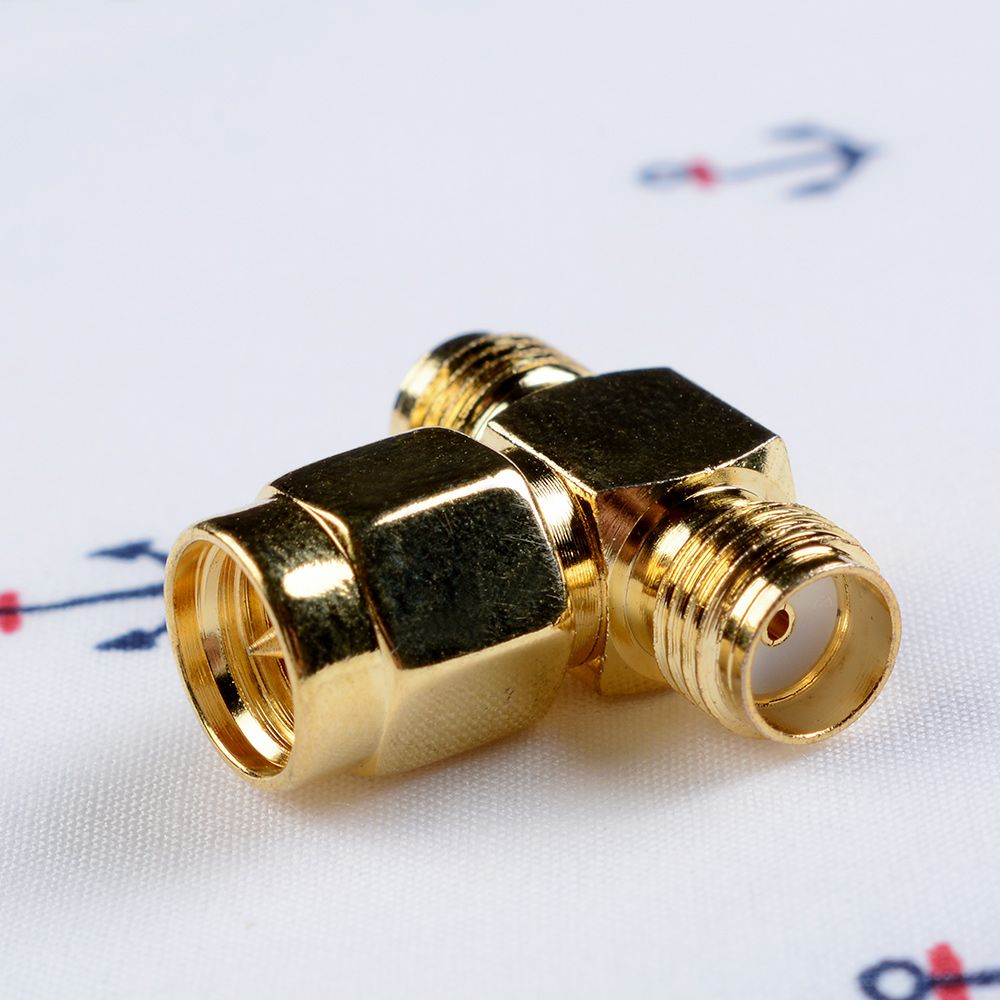 SMA Male to Two SMA Female Triple T RF Adapter Connector 3 Way Splitter