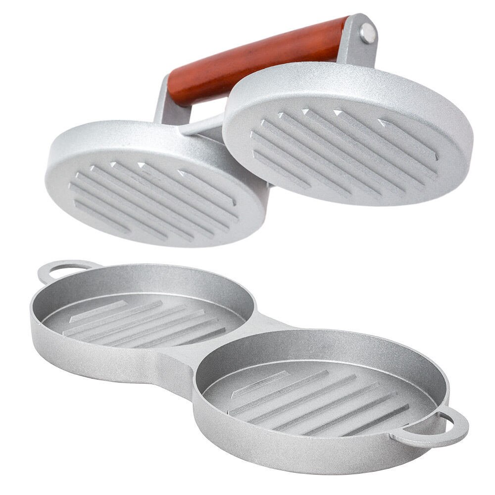 Gör-det-själv-kakor festmakare aluminium nonstick dubbel hamburgerpress hamburgare krabba hem kök bbq matlagningsverktyg