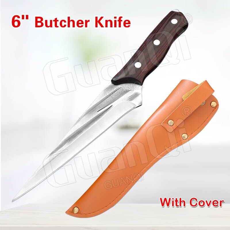 1-3PCS Forged Boning Knife Set Handmade Cleaver Knife Kitchen Knife Wooden Handle Knife for Kitchen Items: Style A with cover