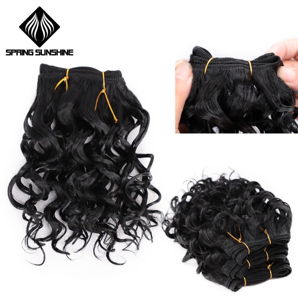 Spring sunshine Afro Kinky Curly Synthetic Weave Bouncy Jerry Curl Natural Short Hair Welf Bundles Black Hair Weaving 3Pcs/lot