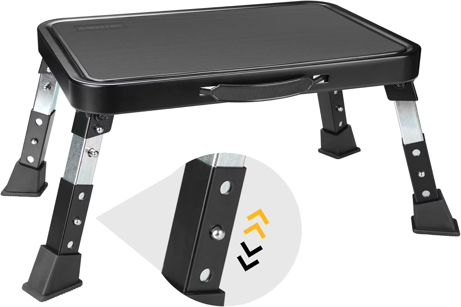 Escabeau pliant réglable à 3 vitesses pour adultes et personnes âgées, escabeau en métal plus sûr, escabeau robuste et stable: Black