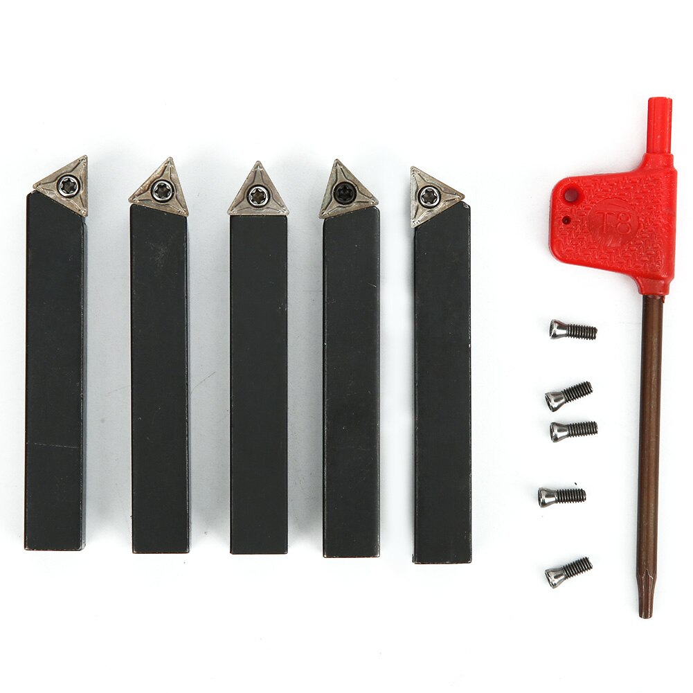 Wood Lathe 5Pcs 3/8in Indexable Turning Tool Set Cemented Carbide Machining Lathes Cutting Facing Tools lathe