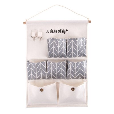 Sac suspendu multicouche en coton lin | Porte étanche, armoire de rangement murale, étagère de décoration de la maison, salle de bains, organisateur de cuisine: 9