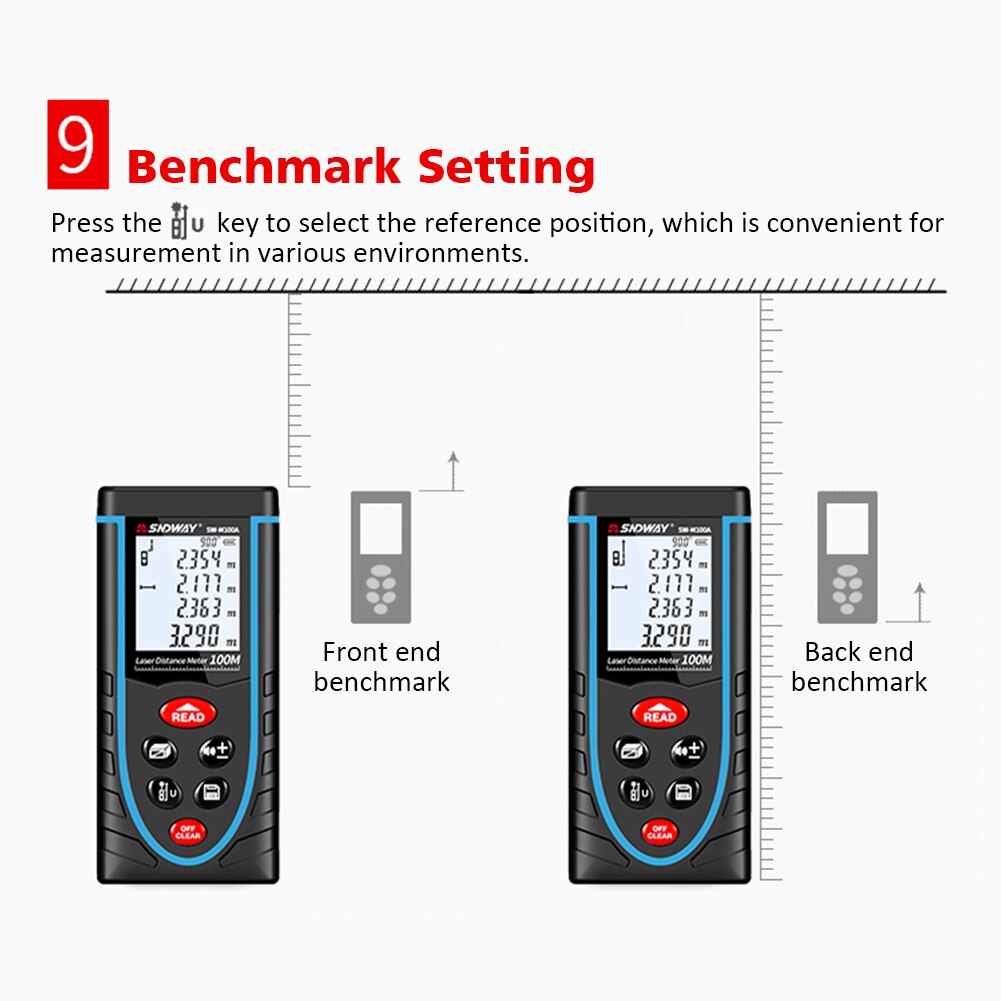 Range Finder Tool Battery-powered Distance Meter High Accuracy Level Build Measure Backlit 50m 70m 80m 100m 120m Electronic