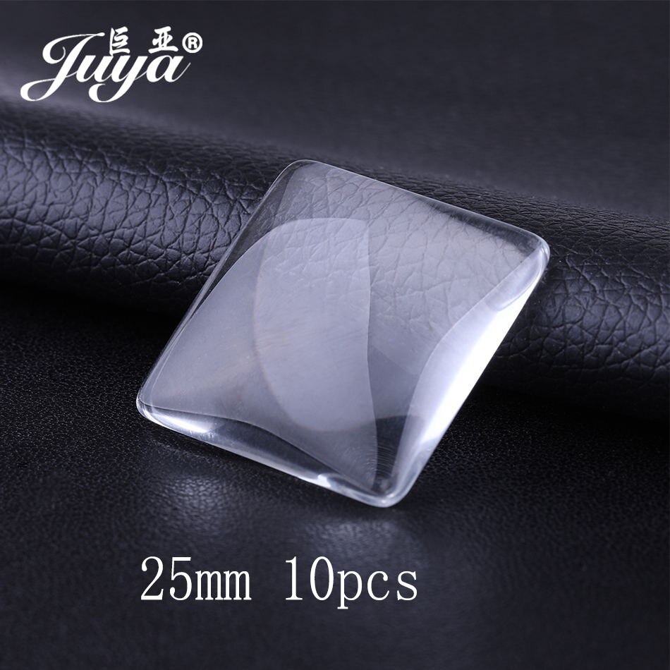 10pcs/lot Cabochon Base Setting Charms For Jewelry Making DIY Pendant Necklace 25mm Inner Size Square Glass Cabochons Crafts: 10pcs 25mm glass