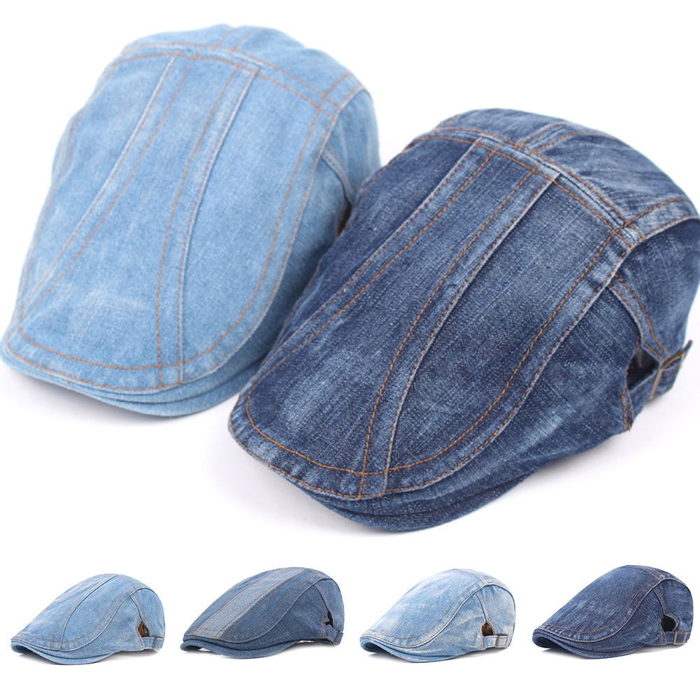 Erwachsene unisex einstellbar klar denim baskenmütze für frauen männer blank jean flache zeitungsjunge mütze frühling sommer sonnenhut
