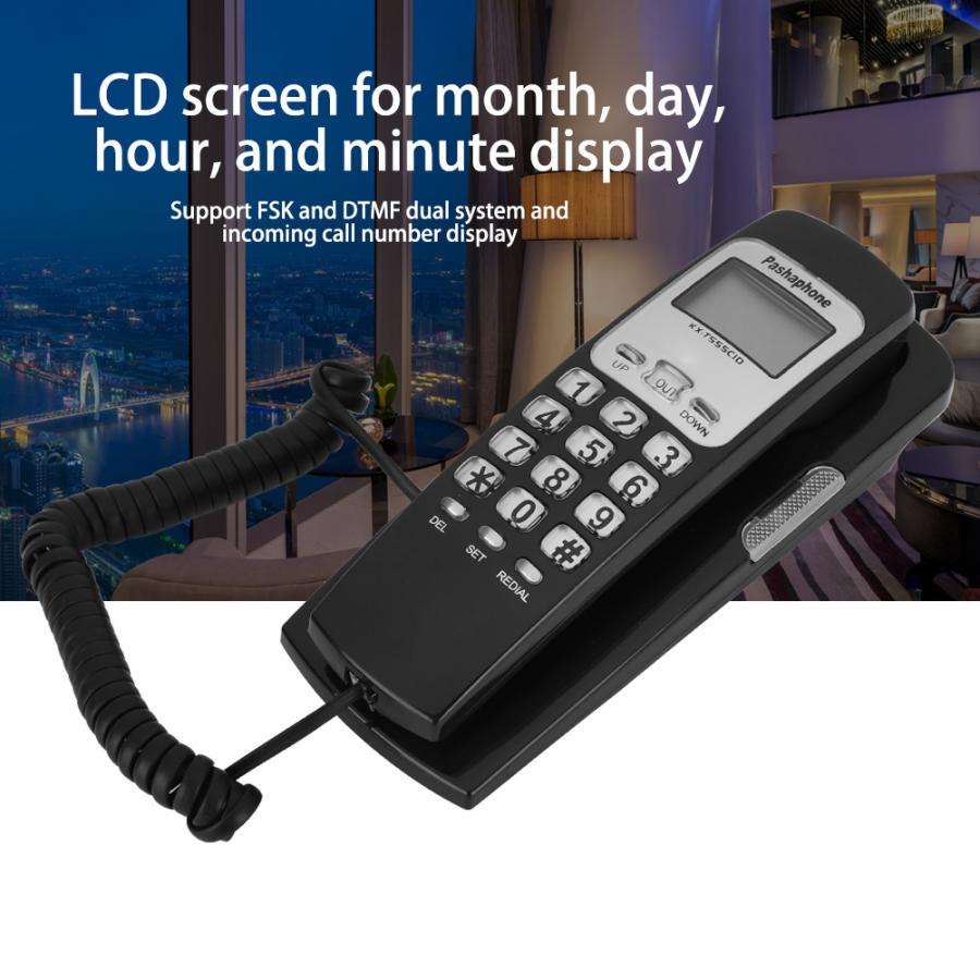 Hotel Corded Telephone Home Office Hanging Landline Telephone Wired Caller ID Display Telephone with LCD Screen Display