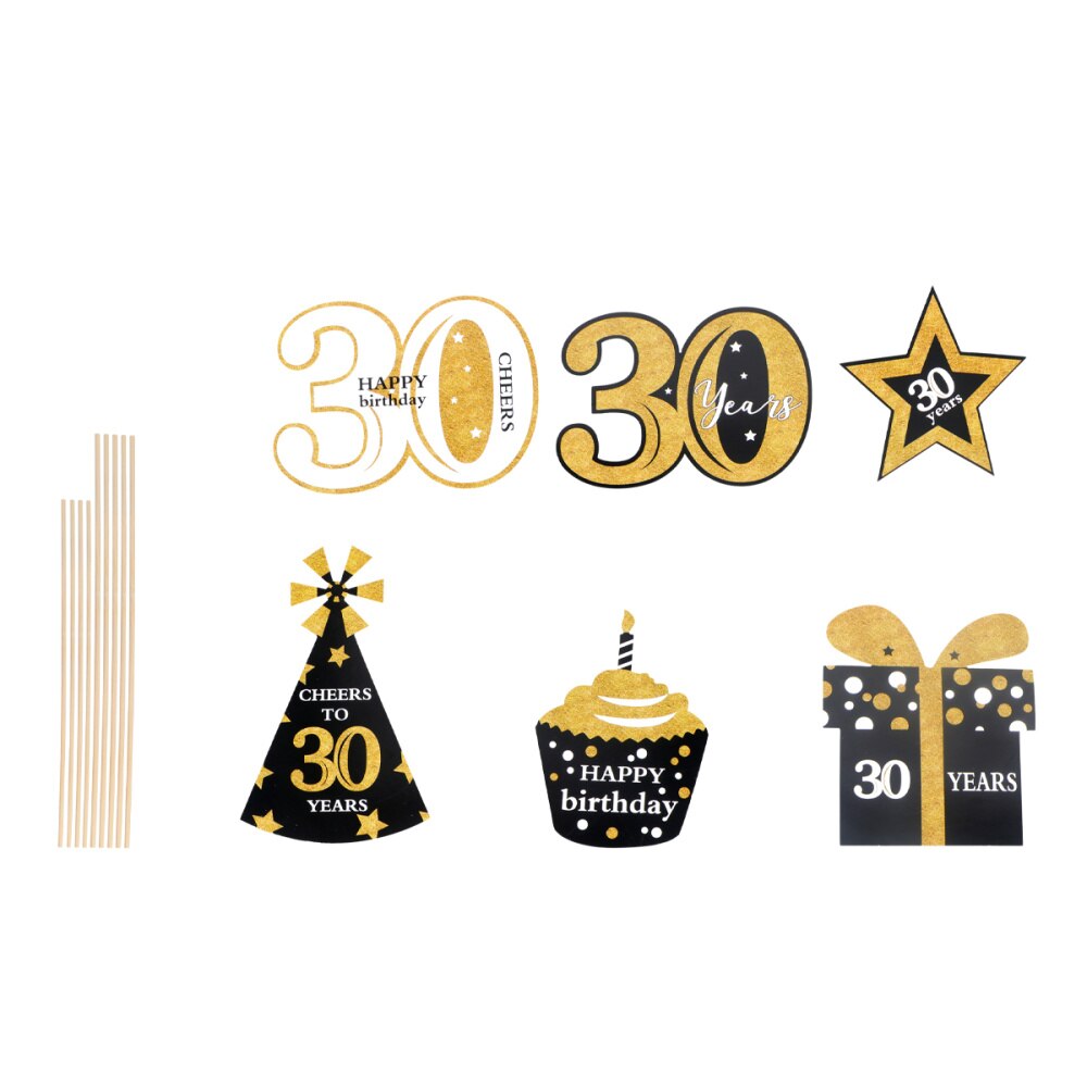 24pcs Birthday Party Photo Props Hand Hold Photo Props Funny Party Decorative Photo Props (30 Years Old)