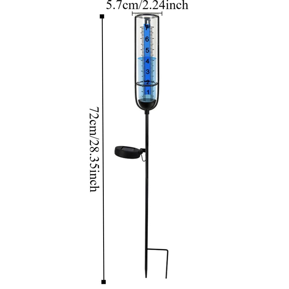 Durable Solar Rain Measure Gauge Large Clear Numbers Freeze-Proof Rain Meter Transparent Plastic Outdoor Rain Gauge Garden