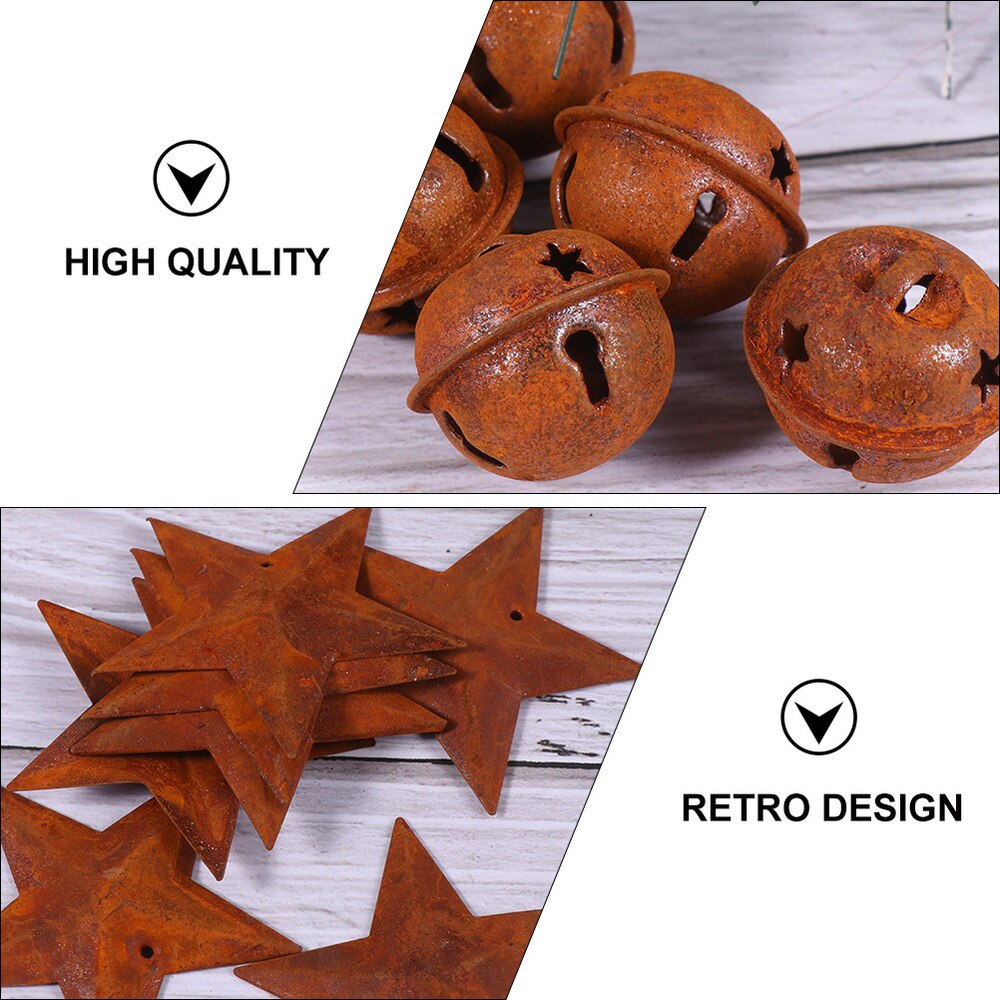 50Pcs Opknoping Ijzer Bells Sterren Kerstboom Ornament Festival Decor