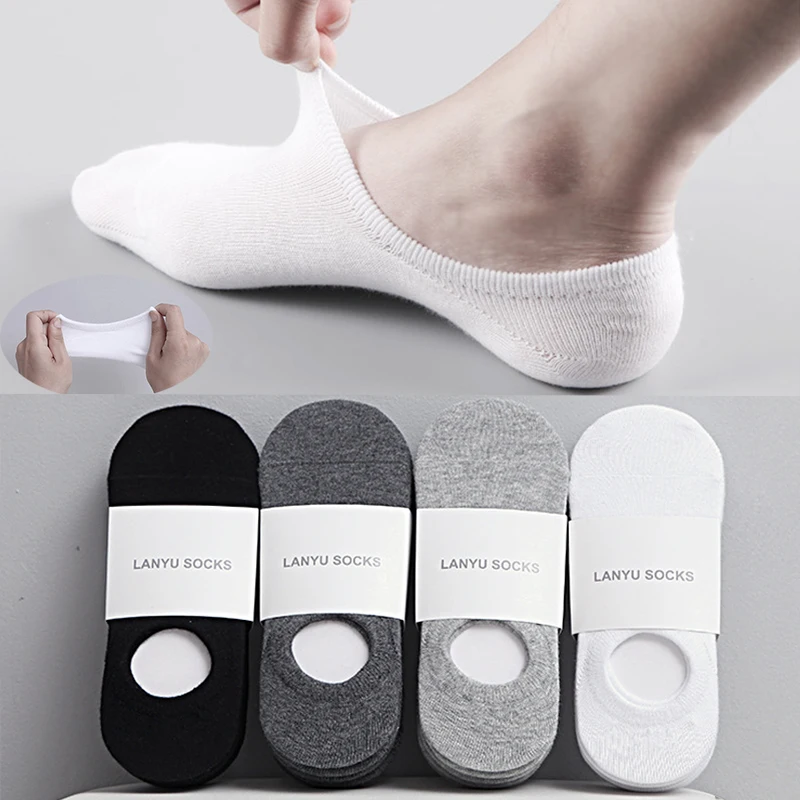 1/5/10/20 pares de calcetines náuticos de verano y otoño para hombres y mujeres, calcetines invisibles de algodón de silicona antideslizantes, calcetines tobilleros para hombre, zapatillas