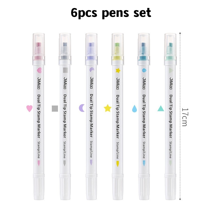 1/6pcs Dual Tips Stamp Marker Pen Set Color Line Highlighter Spot Liner for Drawing Paint Art Office School F7277