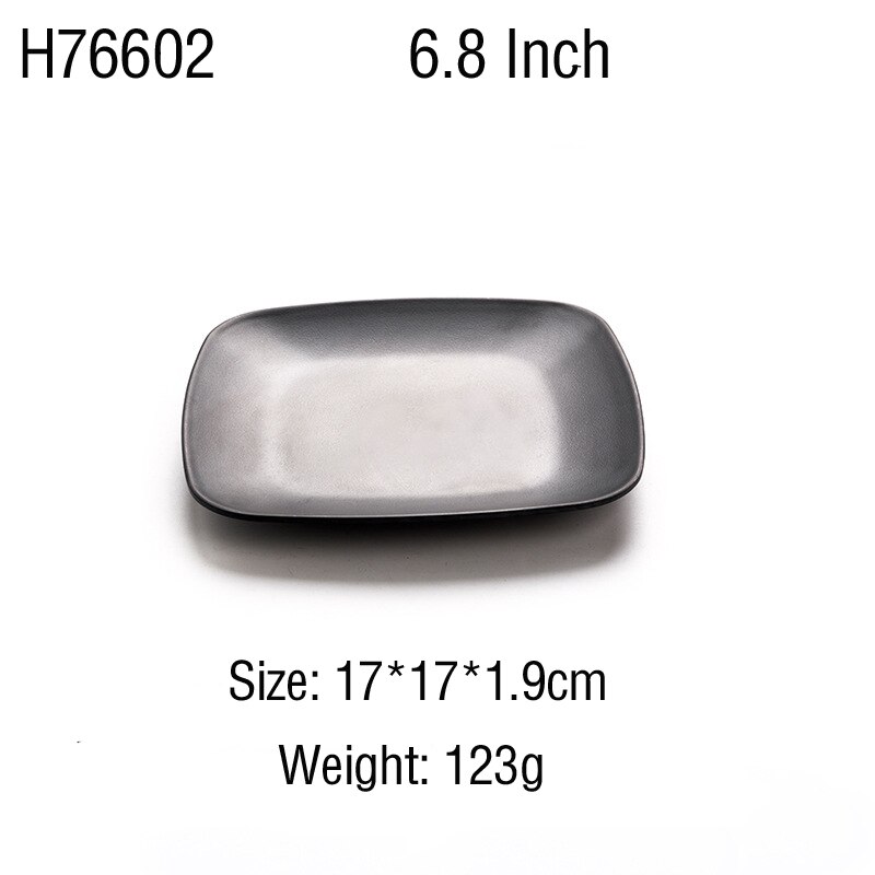 Melamin svart tallerken porselen imitasjon frost biff sushi dessert tallerken kjøkken matbit servise fast skrivebord oppsett: H76602