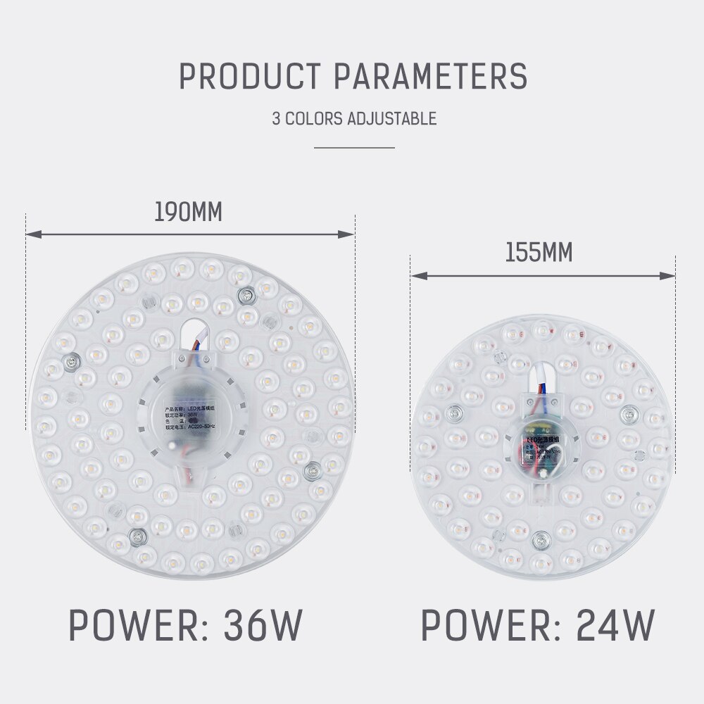 Dimbare Led Plafond Lichtbron Plafondlamp Led Module 220V 24W 36W Vervangen Plafondlamp Bron installeren Plafondlamp