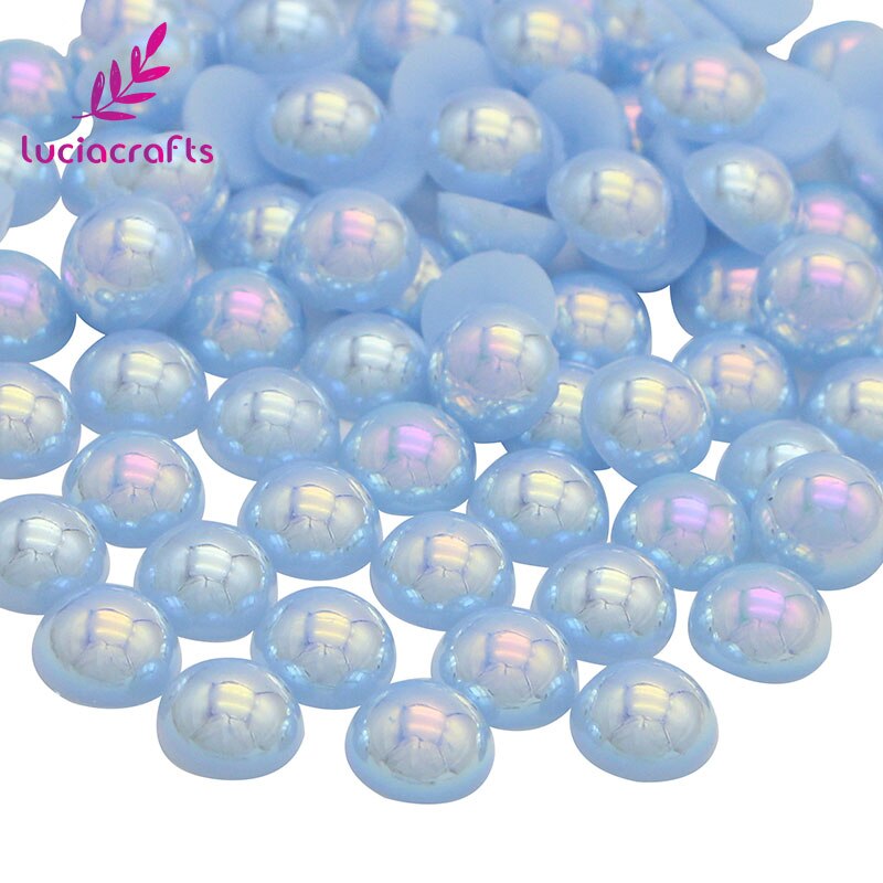 ! 5mm veelkleurige abs imitatie parels kralen halfronde parel nagelkunst telefoon schoenen accessoires 500 stuks  f0108: Lichtblauw