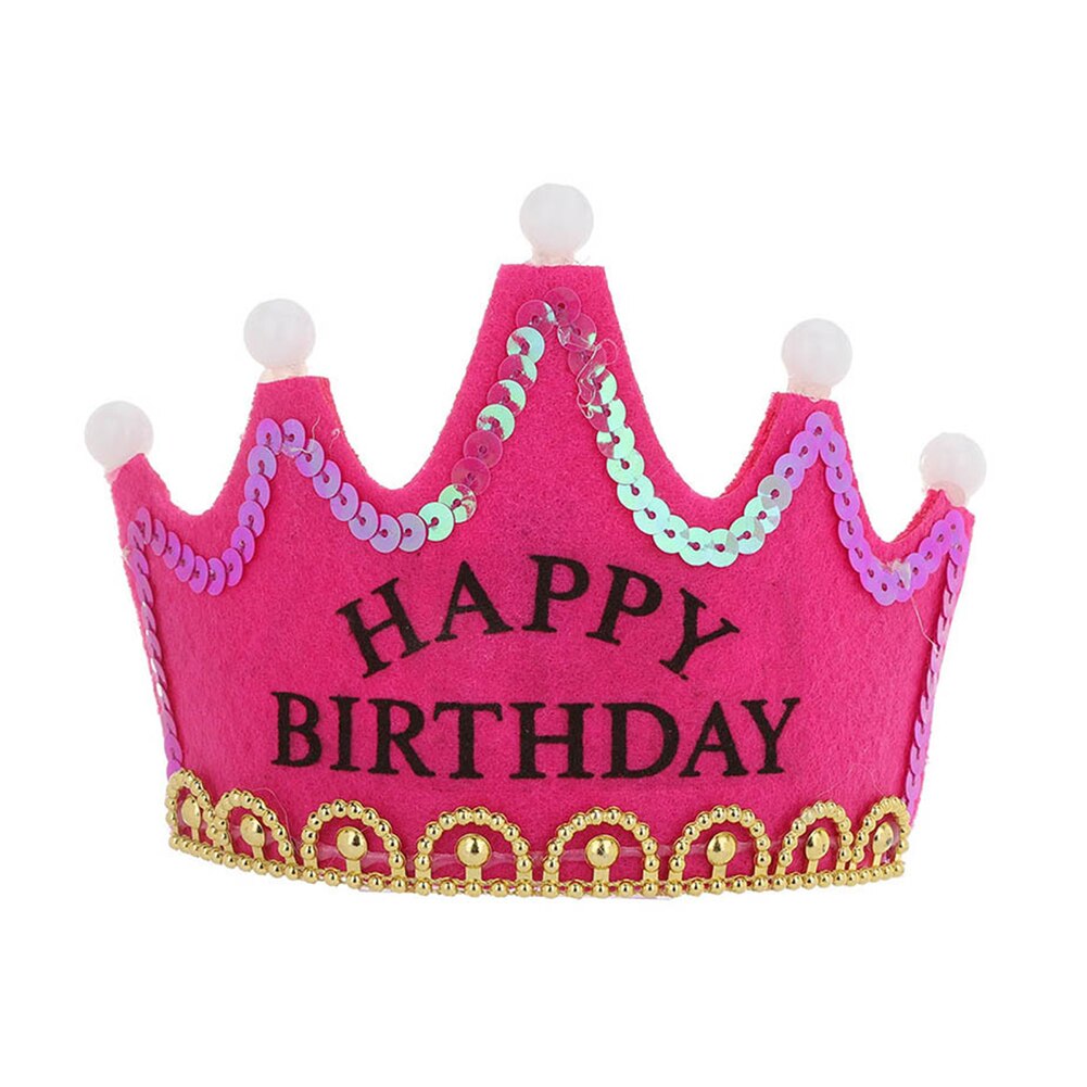 Crown Led Gelukkige Verjaardag Cap Kleurrijke Non-woven Hoed Koning Prinses Kroon Led Verjaardagsfeestje Decoraties Kerst Verjaardag Kroon: D