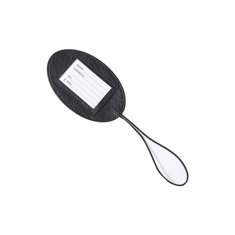 1PC Travel Accessories Luggage Tag Round PU Leather Suitcase ID Addres Holder Baggage Boarding Women Men Portable Label: Black