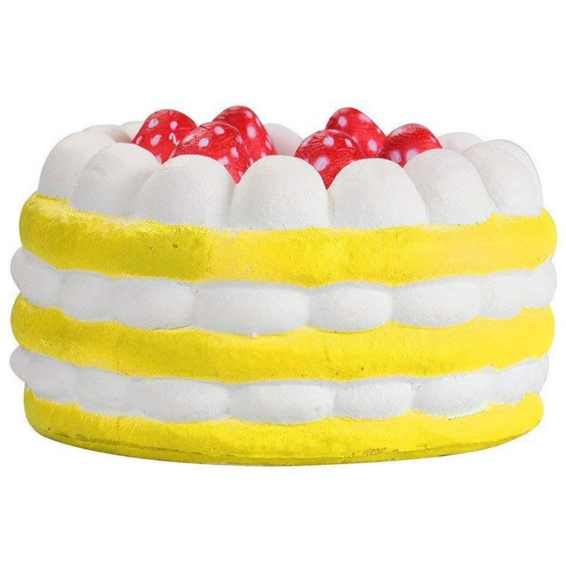 Squishies Kawaii Strawberry Cake Toys Anti-Stress Toys Slowly Rise Pressure Relieve Children Adult Toys (Yellow)