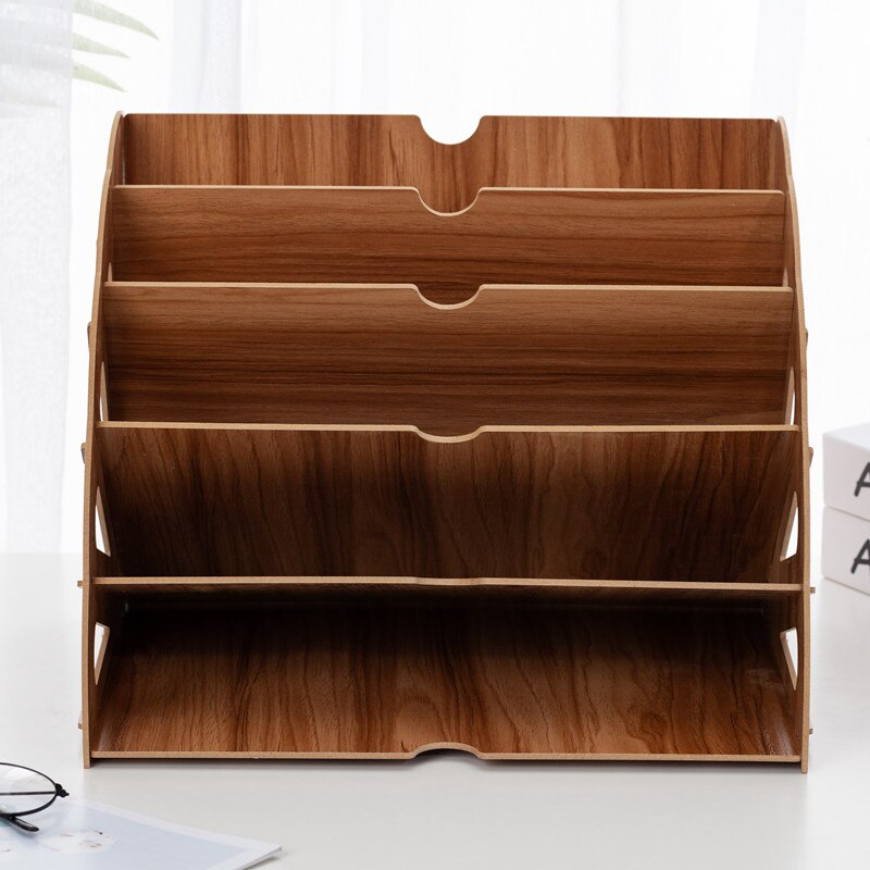 Houten Kleur Bureau Organizer DIY Document Archiefkast Multifunctionele Bureau Accessoires Opslag Tijdschrift Boek Bureau Plank