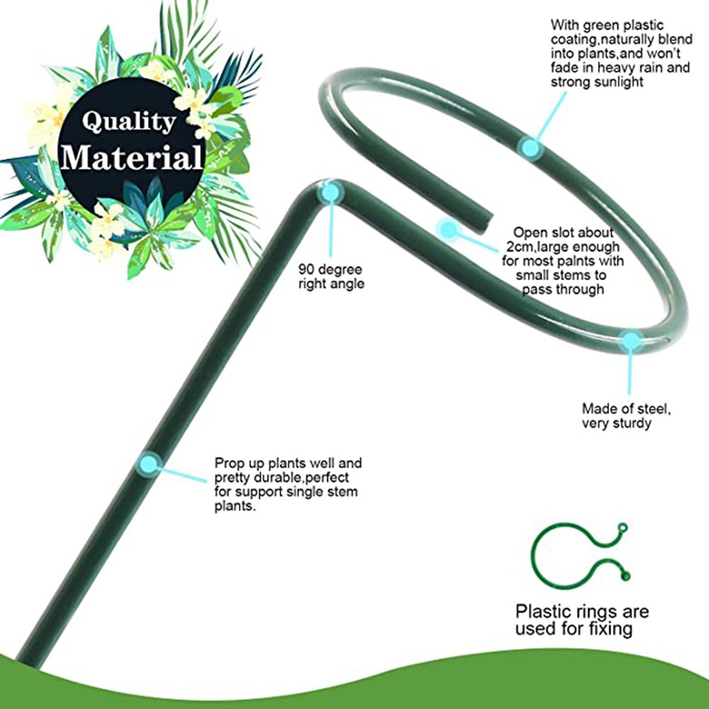 5pcs/Lot Plant Support Stakes Garden Single Stem Support Stake Plant Cage Support Rings For Amaryllis Tomatoes Orchid Lily Peony