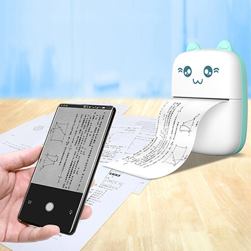 Mini handhållen termisk skrivare mobiltelefon bluetooth med 1 rulle tryckpapper bärbar fickskrivare