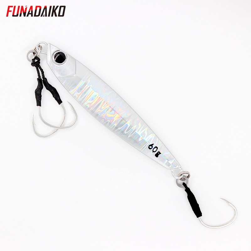 FUNADAIKO 5pcs/lot fishing jig Metal jig Jigging lure slow jig fishing jig lure micro jig 20g 30g 40g 60g jig with assist hook