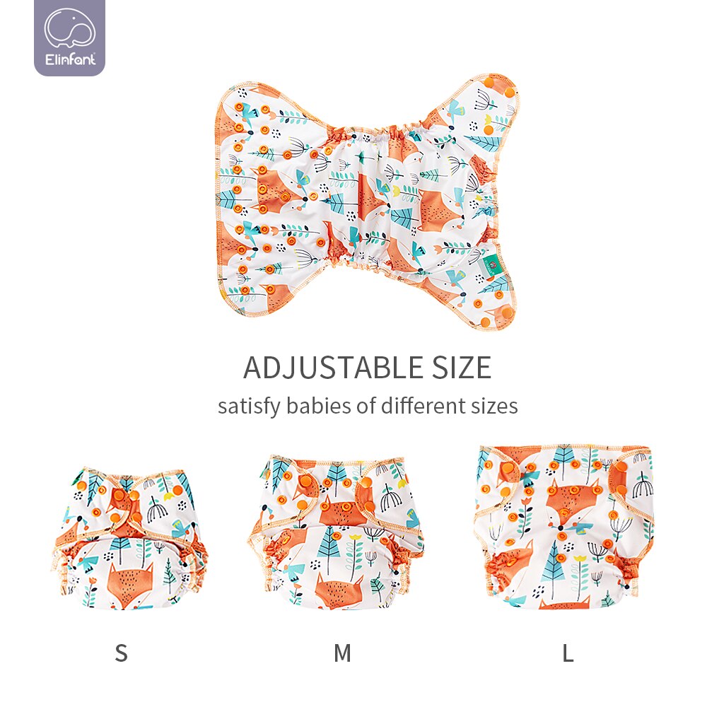 Elinfant Super Soft Baby Hybird A12 Cloth Diaper Waterproof Washable Adjustable Double Strength Suction Fit All 3kg~15kg Baby