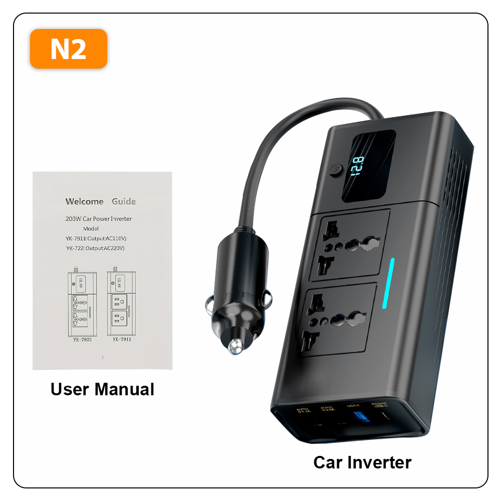 Deelife Car 220v Inversor 12 a 220 Conversor de potência de tensão 200W para veículos 12V: Default Title