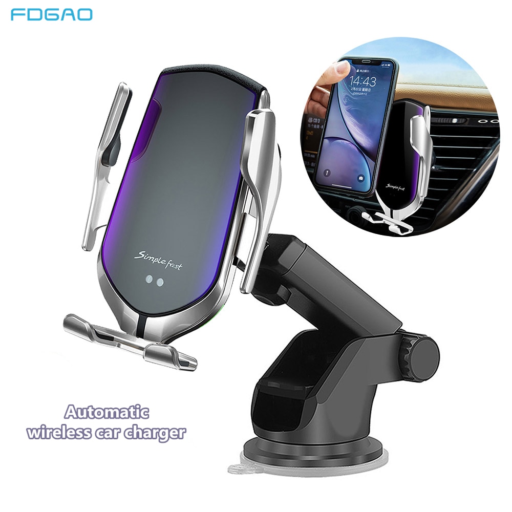 15W Automatic Clamping Qi Car Wireless Charger For iPhone 12 11 X XR XS Max Infrared Induction Fast Charger In Car Phone Holder