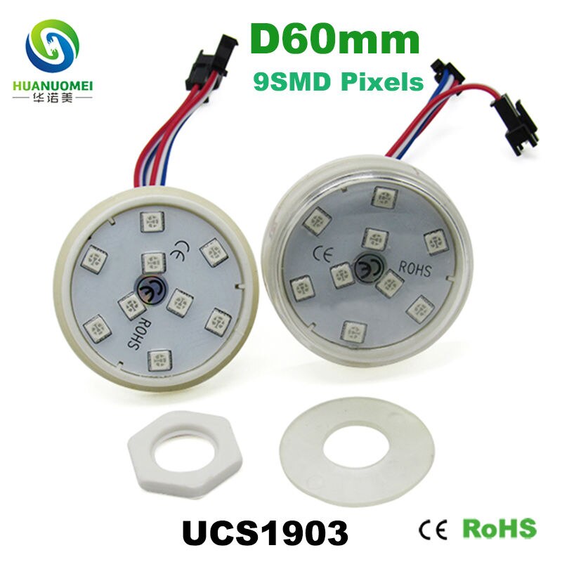 Täysvärinen osoitettava 60mm 9 lediä ucs 1903 led pikselin moduulivalo 5050 smd rgb digitaalinen polttimo led huvilamppu ratsastaa puistovalaistus