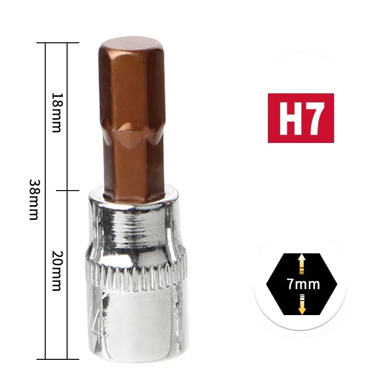 1/4 Inch Drive Hex Socket Bit Set 3mm 4mm 5mm 6mm 7mm 8mm schroevendraaier Bits Voor Inner Hex Socket Handgereedschap H3 H4 H5 H6 H7 H8: Sky Blue