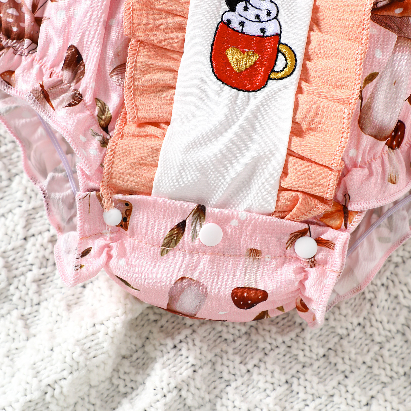 Body de verano 2025 para niñas, mono infantil bordado con estampado de cereza dulce, ropa de una pieza de manga corta con solapa para niños pequeños