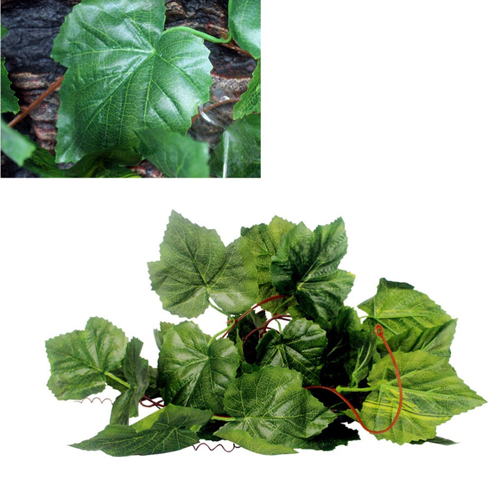 1PC de seguro simulado de hoja de vid de uva de mimbre para peces reptil tanque para decoración de tortugas
