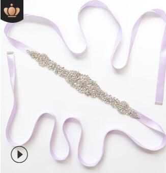 Crystal Bruiloft Accessoires Satijnen Trouwjurk Riem Bruids Lint Tailleband Sjerp Riem Voor Avond Prom Jurken: light purple