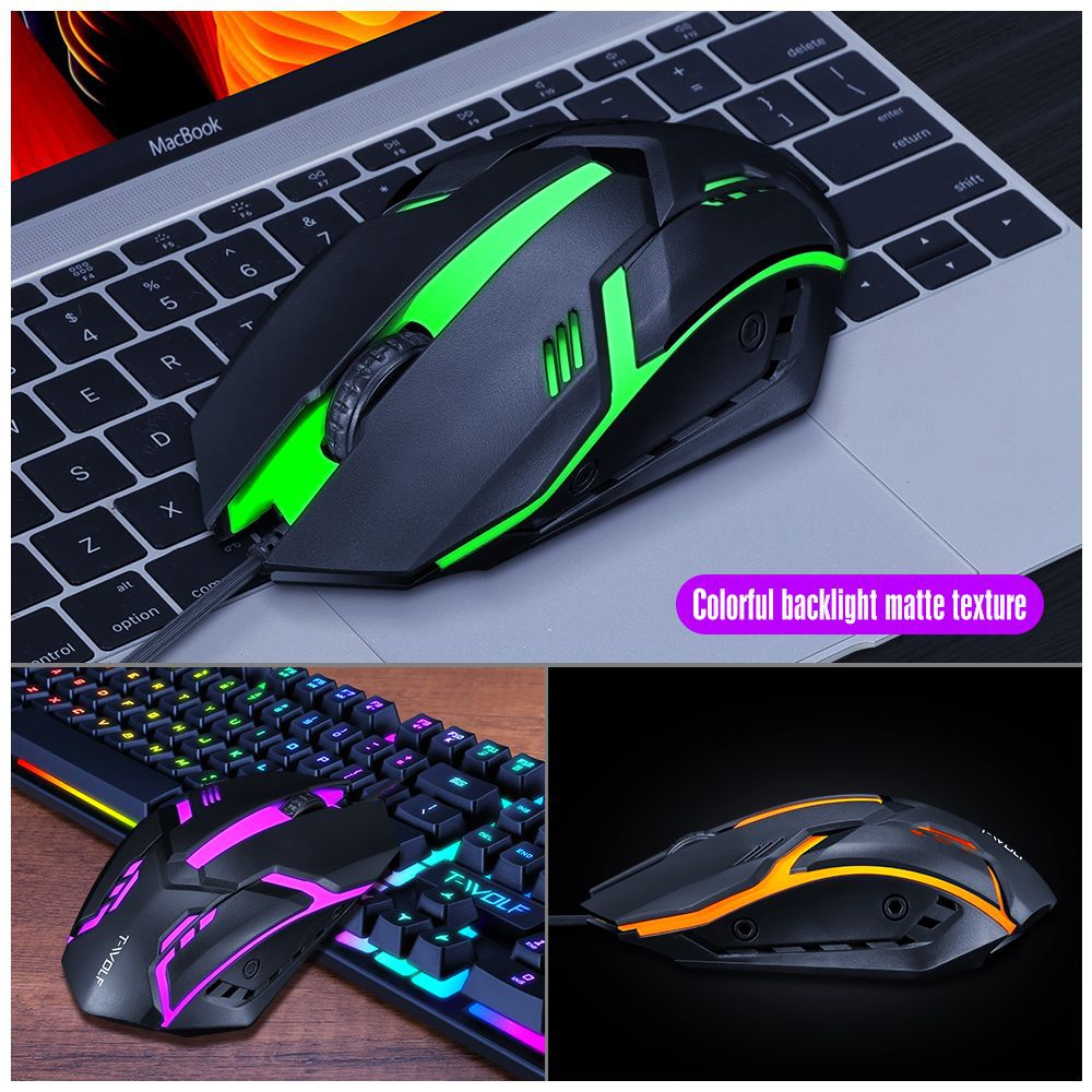 Wired 104-- button computer combination with colorful blacklight gaming keyboard and mouse