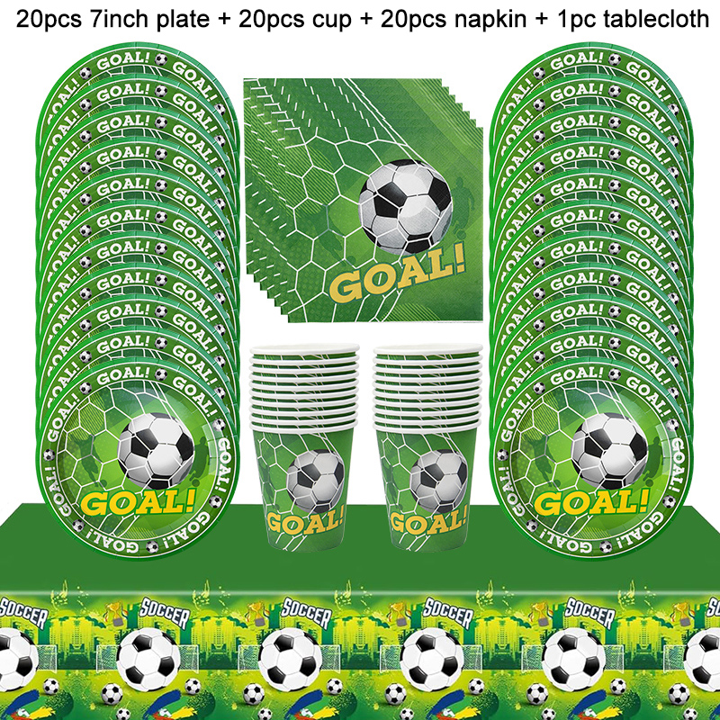 Soccer Party Disposable Tableware Paper Plates Cups Napkins Tablecloth Kids Boys Football Birthday Party Decoration Supplies: Deep Sapphire